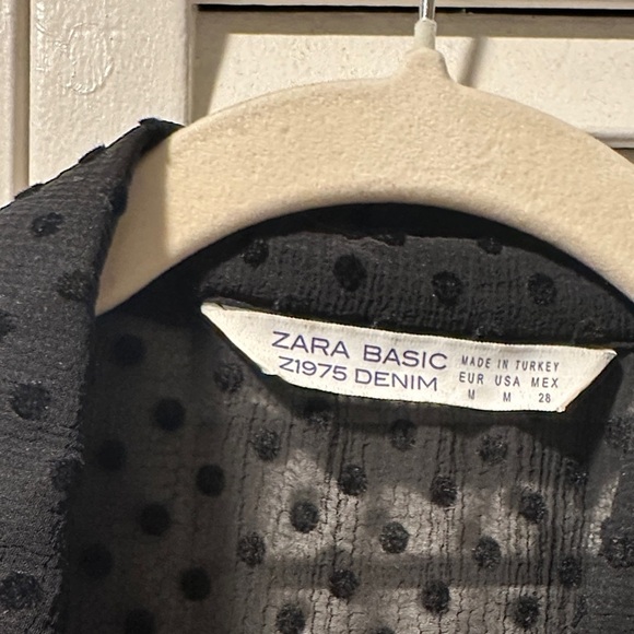 Zara Black Sheer Polka Dot Top - Picture 3 of 4